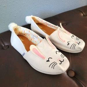 TOMS Limited Edition Embroidered Bunny Face Slip Ons